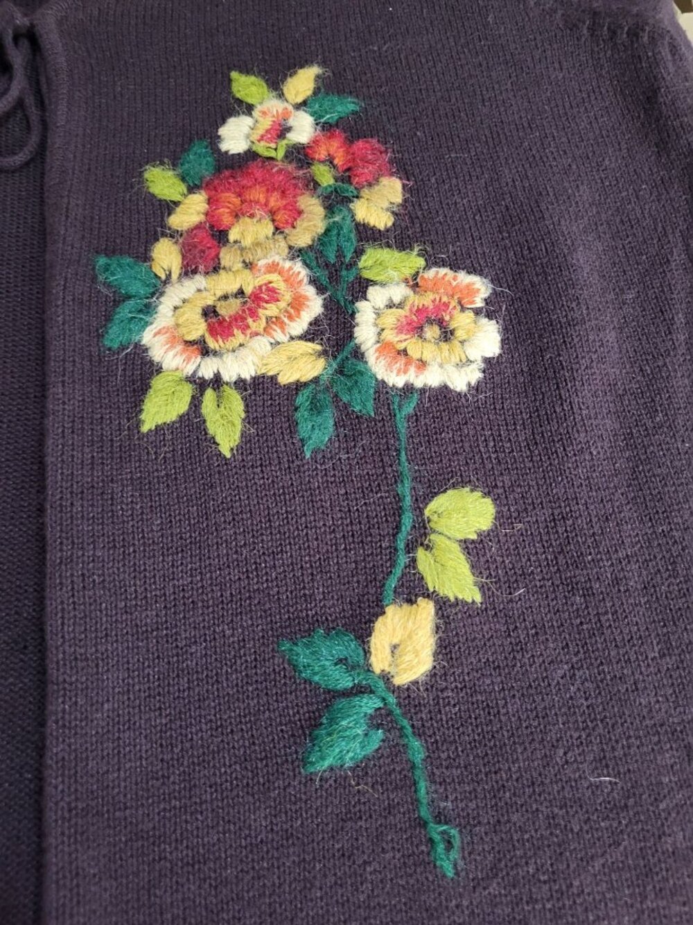 VTG Women's 1X Cardigan Sweater Brown Floral Boho Hippie Cottage Core Fairy - Picture 11 of 12